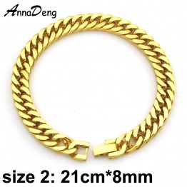 2016 New Men Bracelet Silver/Gold/Black Stainless Steel Bracelet & Bangle Male Accessory  Hip Hop Party Rock Jewelry AB715