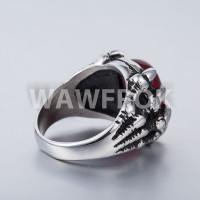 2017 Inoxidable Anillo, Punk Style - Stainless Steel Skull Claw with Red Stone Ring