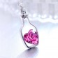 Heart Crystal Pendant Necklace,  Fashion Creative Drift Bottle, Choice of 3 Colors 