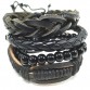 4pcs 1 Set Punk Genuine Wrap Leather Bracelets Men For Women Cuff Jewelry Accessories Wholesale
