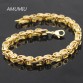 AMUMIU Promotion! Men&#39;s Bracelets Gold Chain Link Bracelet Stainless Steel 5.5mm Width Byzantine Wholesale High Quality KB0021945667211