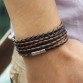 Anseng brand black retro Wrap Long leather bracelet men bangles fashion sproty Chain link male charm bracelet with 5 laps32247247508