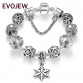 Authentic Silver Plated 925 Starfish Eiffel Tower Snowflake Crystal Heart Charm Beads, Fit Original Bracelet Women