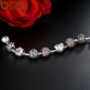 BAMOER Antique 925 Silver Charm Bracelet & Bangle with Love and Flower Crystal Ball Women Wedding Valentine's Day Gift PA1455