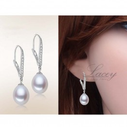 Beautiful Natural Freshwater Pearl Drop Earrings, with 925 Sterling Silver Loop - Choose White, Pink or Purple