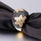 Black flower ring Jewelry Jet CZ Stones Plated in Gold And Black 2 Tone color Large rings for women32322871086