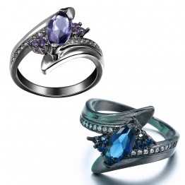 Black gun jewellery drop shipping royal blue purple rainbow crystal cz zircon jewelry women Engagement Rings us size 6 7 8 9 10