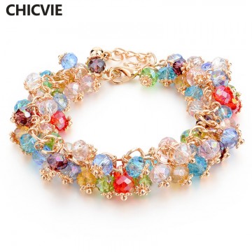 CHICVIE Handmade Gold Crystal Bracelets For Women Girls Best Friends Famous Brand Charm Bracelet Jewelry 2017 Pulseras SBR140193
