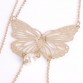 Doreen Beads New Fashion Acrylic Body Chain Necklace Gold Plated Butterfly White Imitation Pearl 100.0cm (39 3/8") Long, 1 Piece