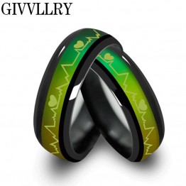 Fashion Titanium Black Mood Rings Temperature Emotion Feeling Engagement Rings Women Men 2016 Promise Rings For Couples Jewelry