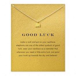 Hot Sale Sparkling good lucky elephant Pendant necklace gold color plated Clavicle Chains Statement Necklace Women Jewelry