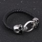 Hot Silver Stainless Steel Skull Bracelets Weave leather bracelet & Bangle Punk jewelry Wholesale Bracelets For Man Woman