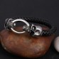 Hot Silver Stainless Steel Skull Bracelets Weave leather bracelet & Bangle Punk jewelry Wholesale Bracelets For Man Woman
