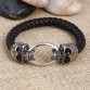 Hot Silver Stainless Steel Skull Bracelets Weave leather bracelet & Bangle Punk jewelry Wholesale Bracelets For Man Woman32625024650