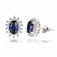 JewelryPalace Princess Diana William Kate Middleton's 1.5ct Created Blue Sapphire Stud Earrings Pure 925 Sterling Silver Jewelry