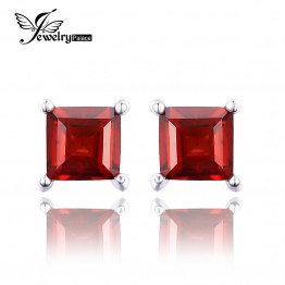 JewelryPalace Square 0.8ct Created Red Ruby 925 Sterling Silver Stud Earrings Fashion Earrings for Women Fine Jewelry New Brand