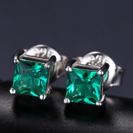 Jewelrypalace Square 0.6ct Created Created Russian Nano Emerald 925 Sterling Silver Stud Earrings Fashion Jewelry for Women