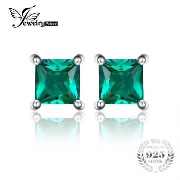 Jewelrypalace Square 0.6ct Created Created Russian Nano Emerald 925 Sterling Silver Stud Earrings Fashion Jewelry for Women1867979308