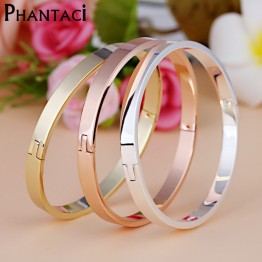 Luxury Stainless Steel Cuff Bracelets&Bangles Top Gold Plated Brand CZ  Crystal Buckle Love Charm Bracelet For Women Jewelry Hot