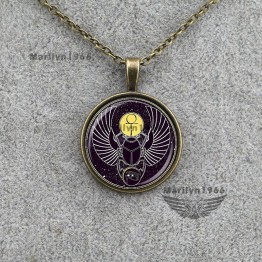 MZA1051 fashion jewelry egyptian scarab ankh pendant necklace occult magic ancient egypt antique esoteric magic