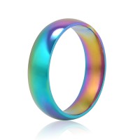 Men Women Rainbow Colorful Ring Titanium Steel Wedding Band Ring Width 6mm Size 6-10 Gift free shipping