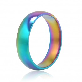 Men Women Rainbow Colorful Ring Titanium Steel Wedding Band Ring Width 6mm Size 6-10 Gift free shipping