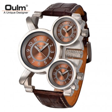 Mens Watches Top Brand Luxury Famous Tag Men's Military Watch 3 Time Zone Waterproof Men Clock Leather Quartz Watch Man