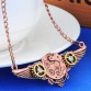 Retro Steampunk Pendant Necklace Vintage Gears Pattern Long Necklace Owl Heart Butterfly Angel Wings Fashion Women Men Jewelry