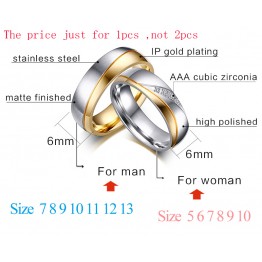 Vnox Rings For Women Man Wedding Ring Gold Plated 316l Stainless Steel Promise Jewelry